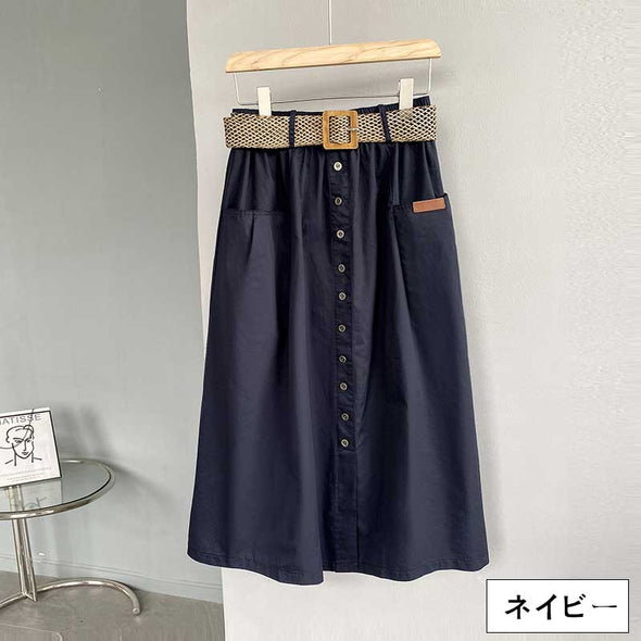 4色展開　無地　韓国ファッション　春夏　合わせやすいスカート　Aラインスカート