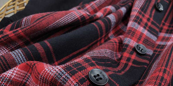 韓国ファッション　チェック柄　切替　デニムジャケット　シャツコート