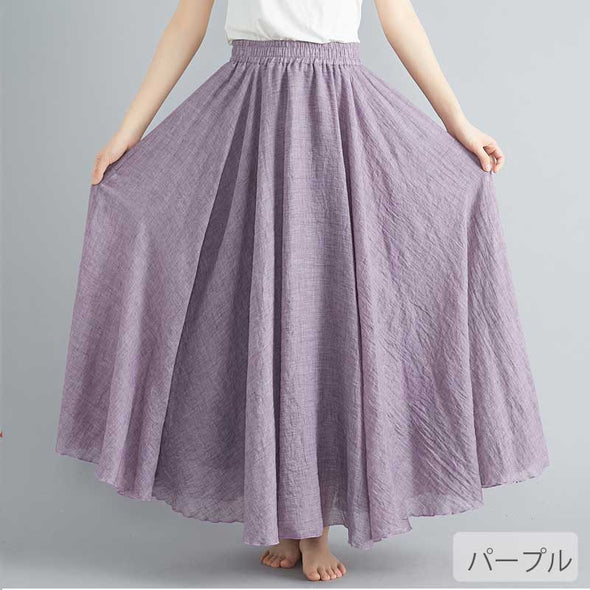 12色展開　森ガール　おしゃれスカート　着瘦せ効果　Aライン　ロング/マキシスカート　かわいいスカート