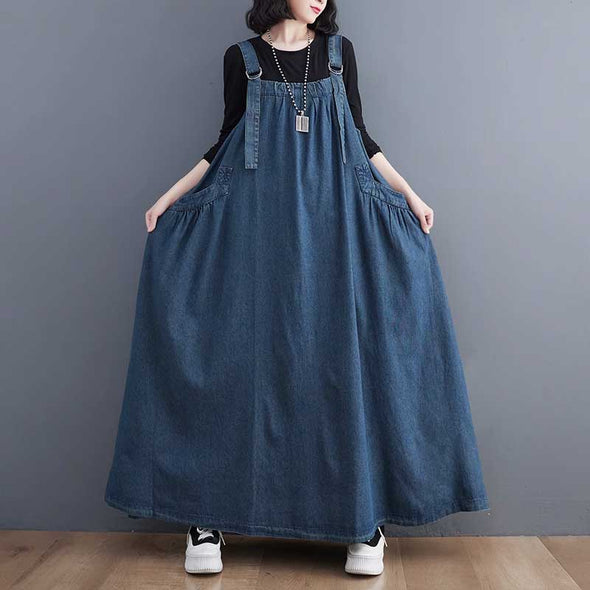 韓国ファッション　デニムジャンパースカート　夏　おしゃれコーデ　デニムワンピース