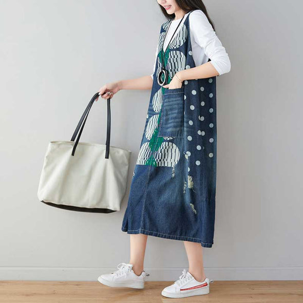 韓国ファッション　おしゃれデニムワンピース　ベストワンピース　ジャンパースカート