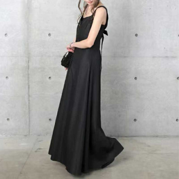 韓国ファッション　おしゃれジャンパースカート　バックシャン　バックリボン　かわいいワンピース