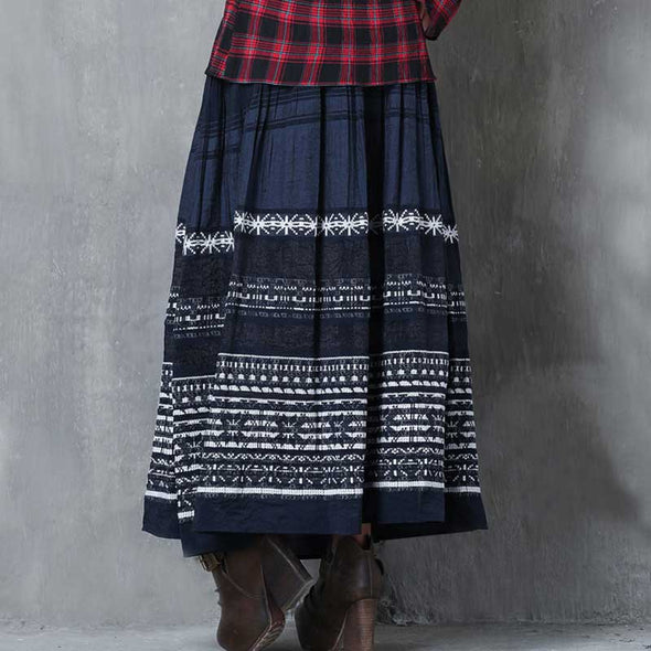 大人ファッション　エスニック　Aライン　おしゃれスカート　刺繍デザイン　ロング/マキシスカート