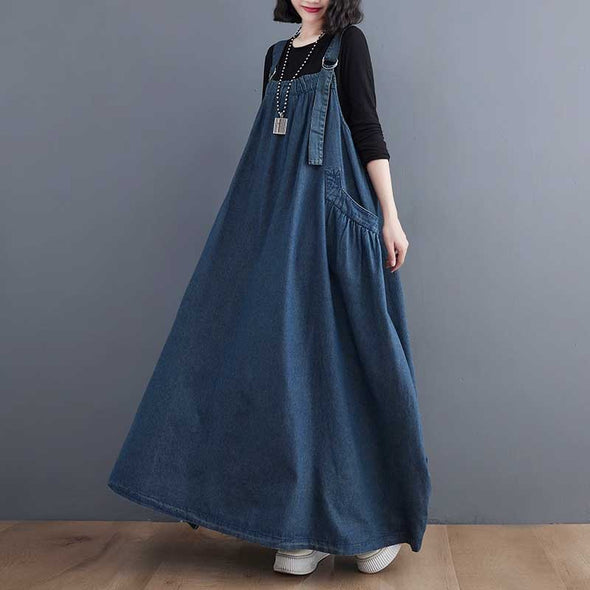 韓国ファッション　デニムジャンパースカート　夏　おしゃれコーデ　デニムワンピース