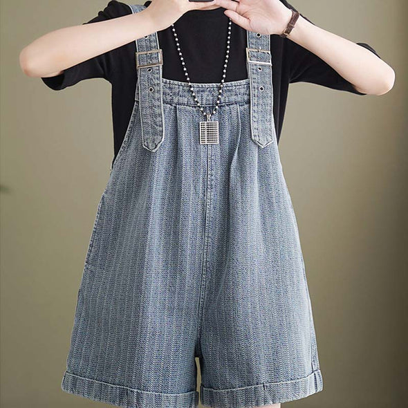 韓国ファッション　デニムサロペット　ショートパンツ　夏デニム