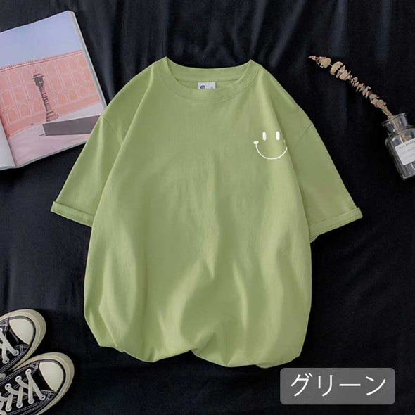 【Ⅿ~5XL】スマイル　ゆるシルエット　夏定番　おしゃれTシャツ
