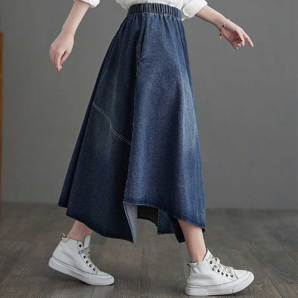 韓国ファッション　デニムスカート　Aライン　おしゃれスカート
