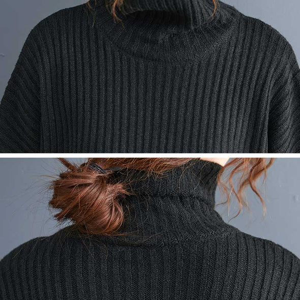 レディースニットセーター　ハイネック　厚手　あたたかい　秋冬　裾スリット　おしゃれセーター