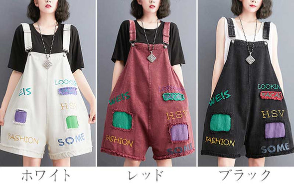 韓国ファッション　夏デニムサロペット　ショートパンツ　おしゃれサロペット