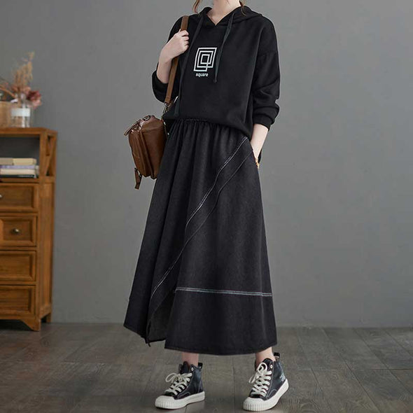 韓国ファッション　デニムスカート　Aライン　おしゃれスカート