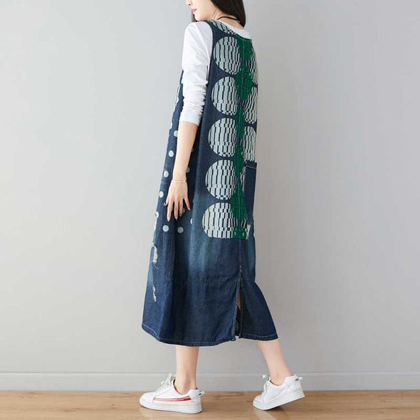韓国ファッション　おしゃれデニムワンピース　ベストワンピース　ジャンパースカート