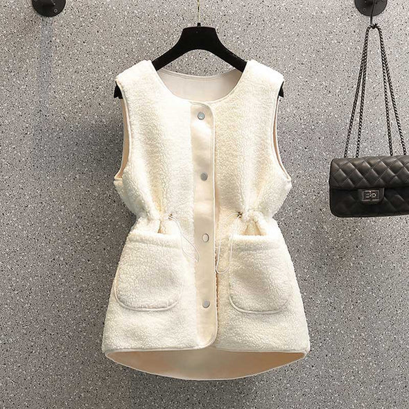 韓国ファッション【L~4XL】ボアブルゾン　オシャレアウター　ベストコート