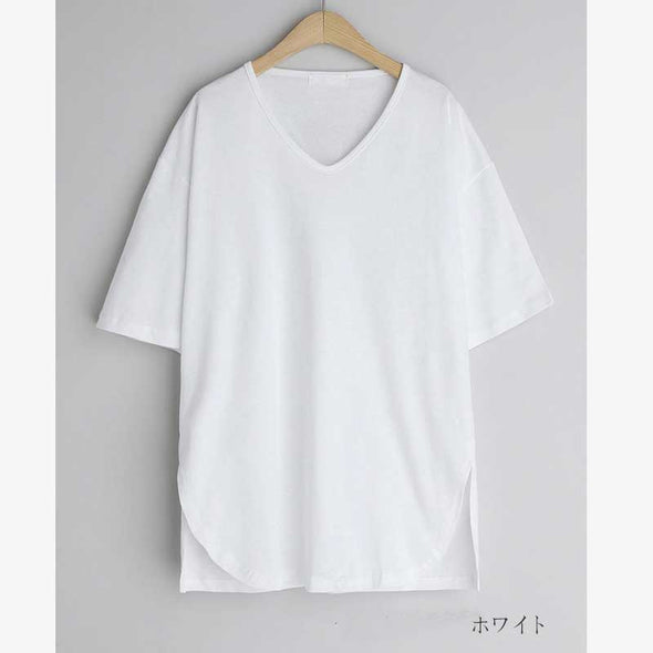 人気　夏定番　Vネック　ゆるシルエット　おしゃれTシャツ　合わせやすいTシャツ　
