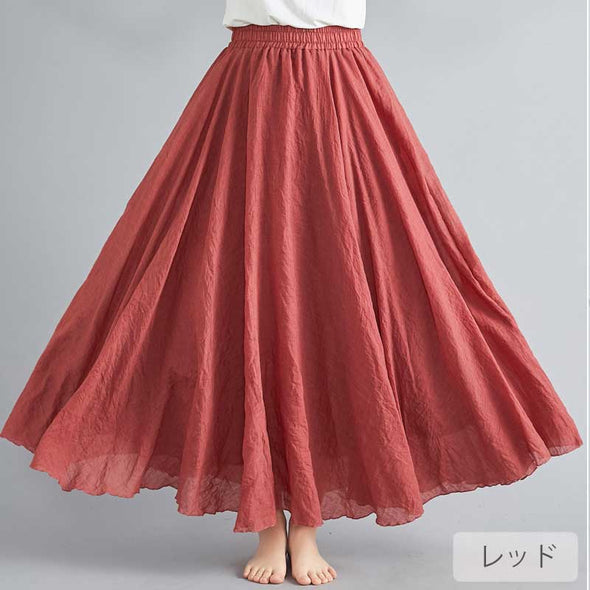 12色展開　森ガール　おしゃれスカート　着瘦せ効果　Aライン　ロング/マキシスカート　かわいいスカート