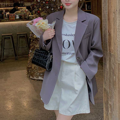 韓国ファッション　おしゃれテーラードジャケット　バックスリット　個性派　春夏アウター